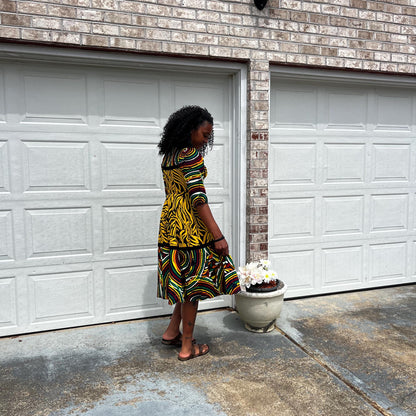 African Prints Ankara Afro Tallia Front Zip Flare Dress