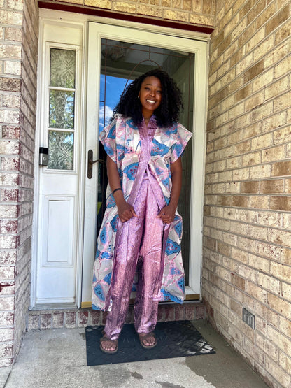 African Luxuy Jaquard Brocade Beaded 2p Pant Set