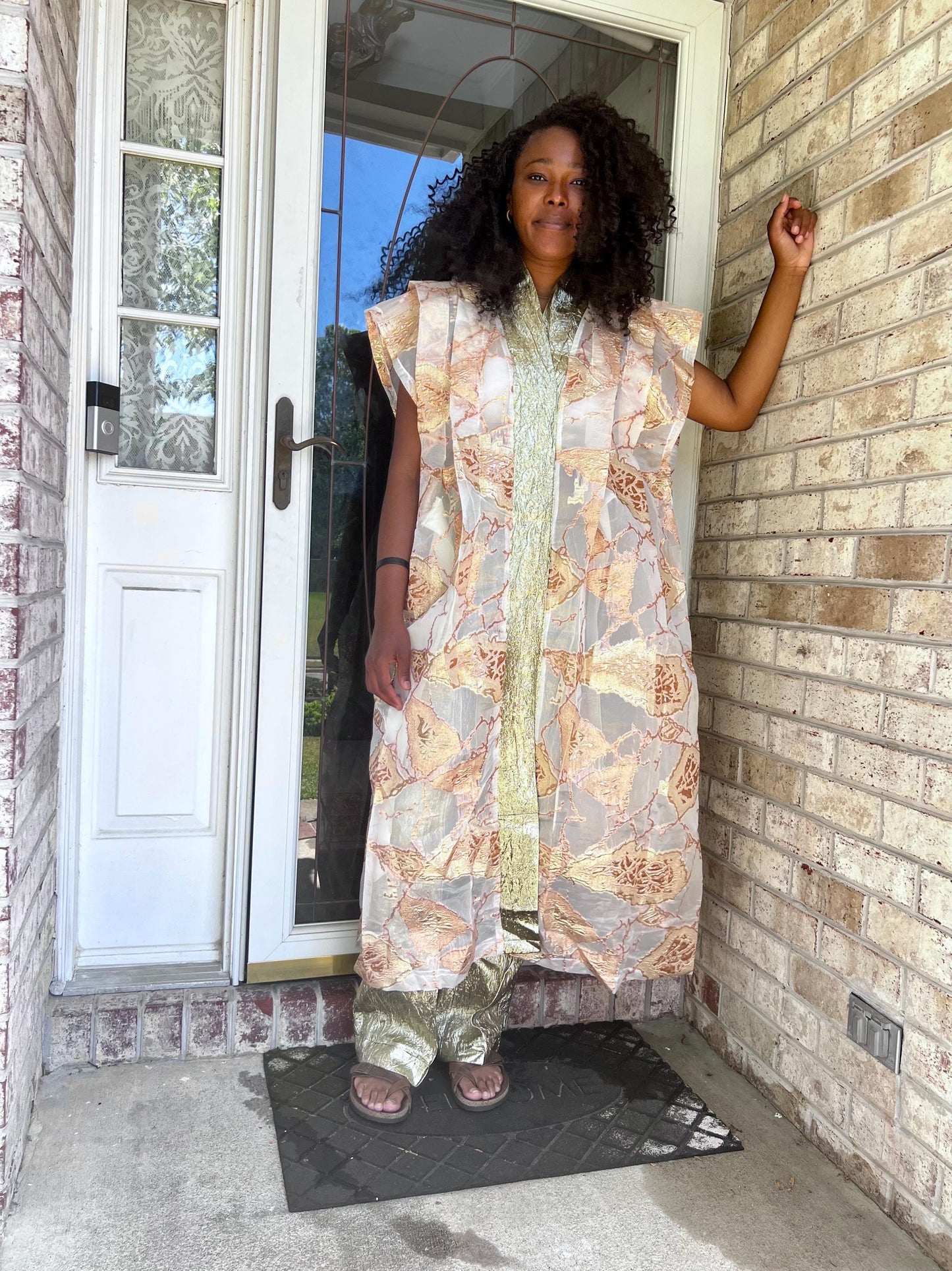 African Luxuy Jaquard Brocade Beaded 2p Pant Set