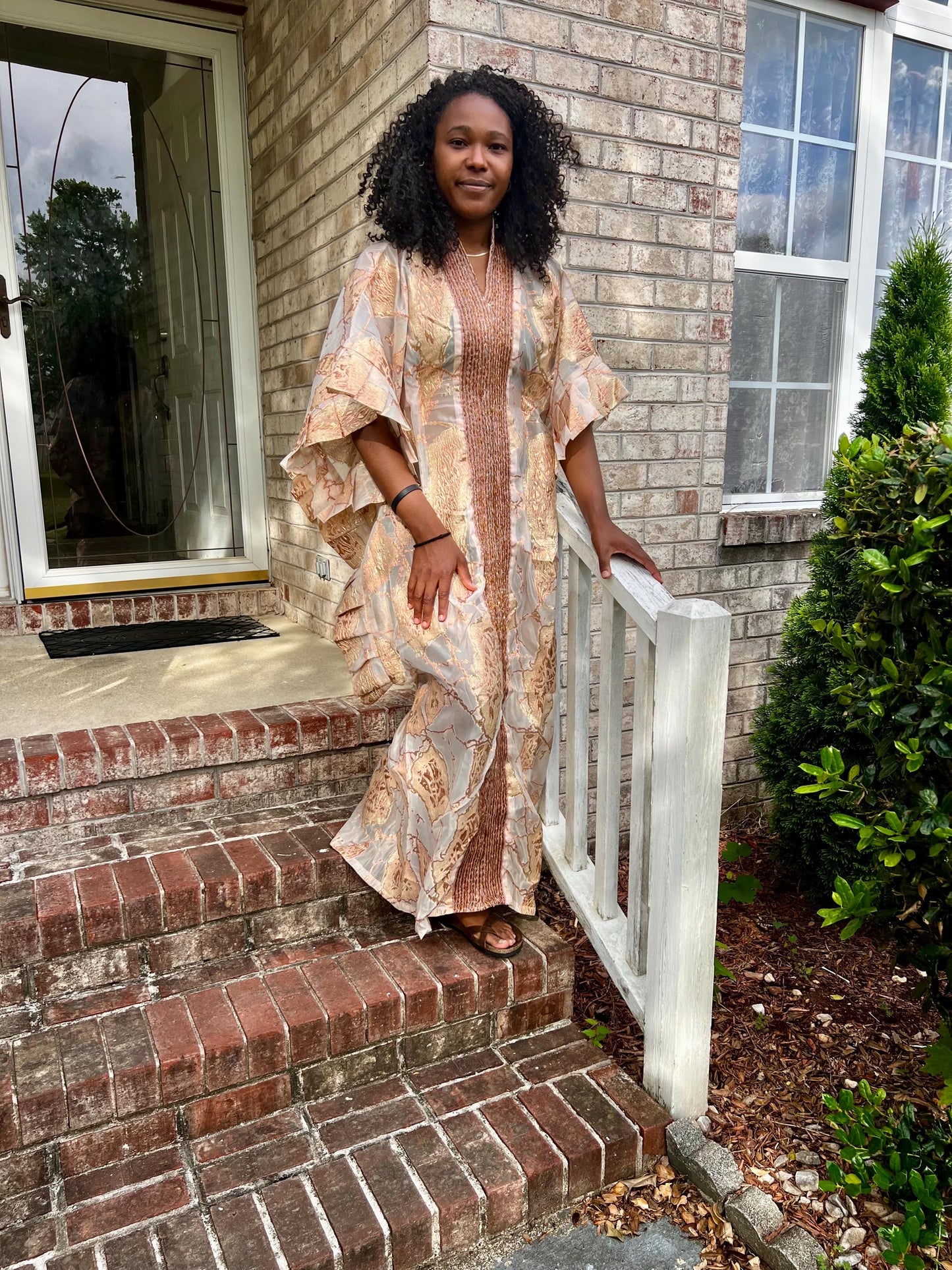 Unique African Jacquard Brocade  Beaded Afro Phoebe Kaftan/Bubu Dress with Inner Wear