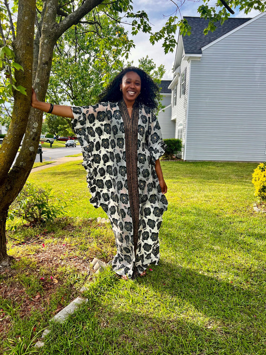 Unique African Jacquard Brocade  Beaded Afro Phoebe Kaftan/Bubu Dress with Inner Wear Afro American Outfits