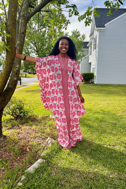 Unique African Jacquard Brocade  Beaded Afro Phoebe Kaftan/Bubu Dress with Inner Wear