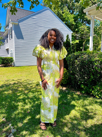 Elegant Damask Brocade fitted Afro Talia Dress