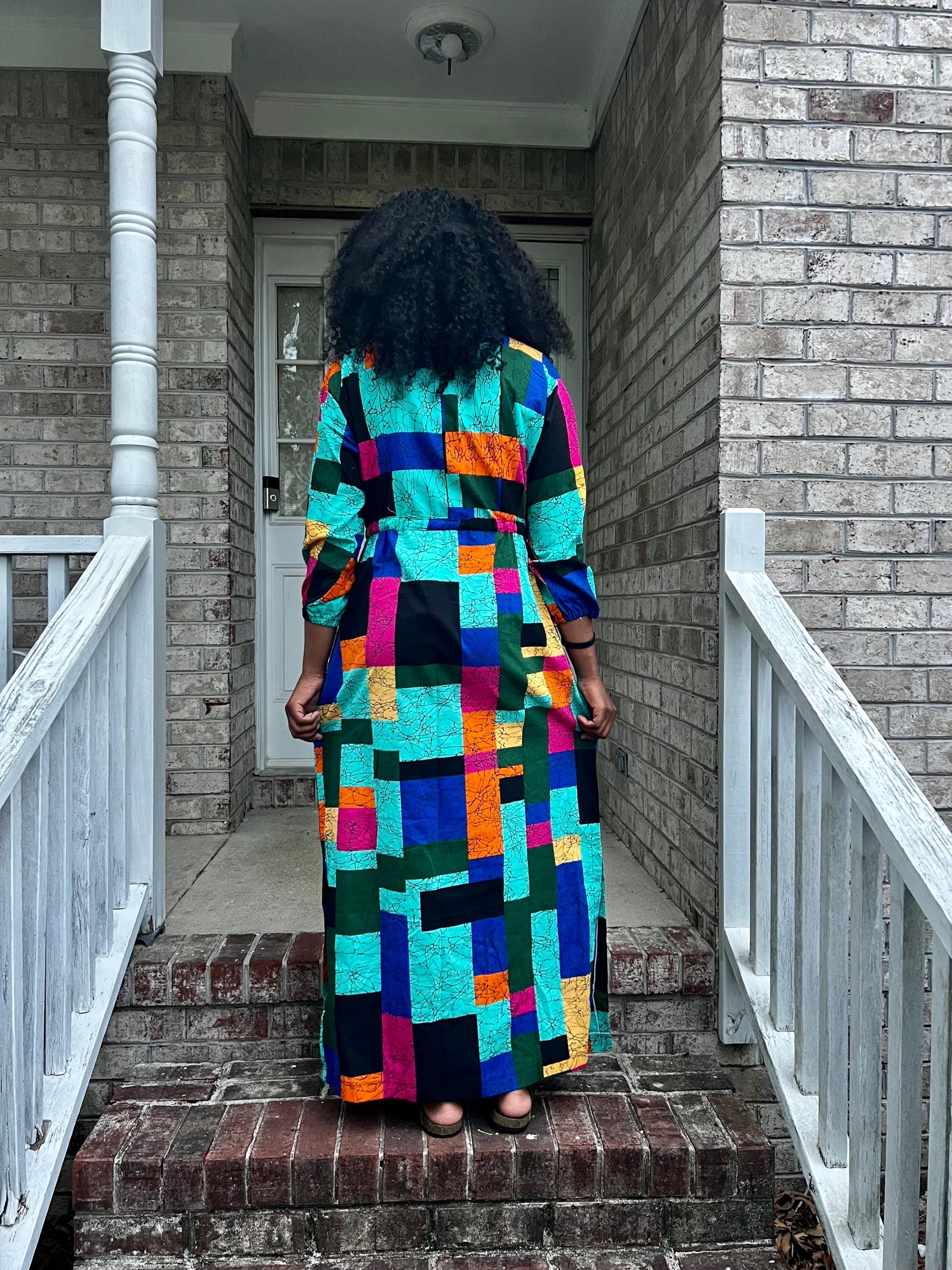 African Print Ankara Tie waist Sisi Eko Dress Afro American Outfits