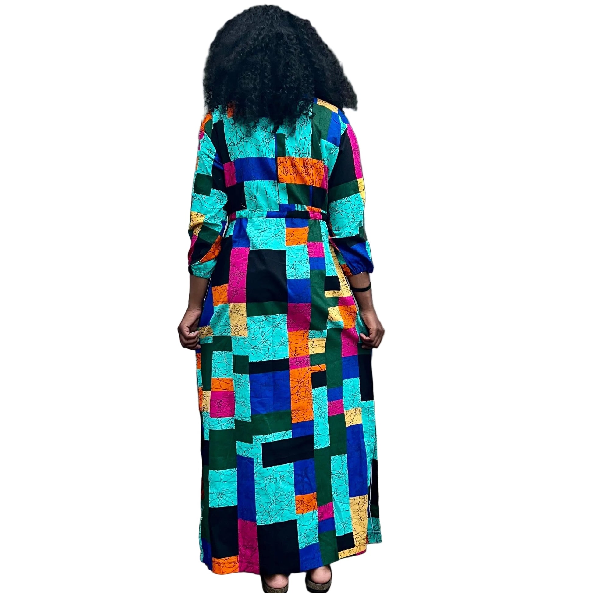 African Wax Print Ankara Tie Waist Sisi Eko Dress Afro American Outfits