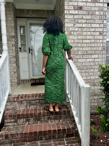 African Wax Print Ankara Tie Waist Sisi Eko Dress Afro American Outfits