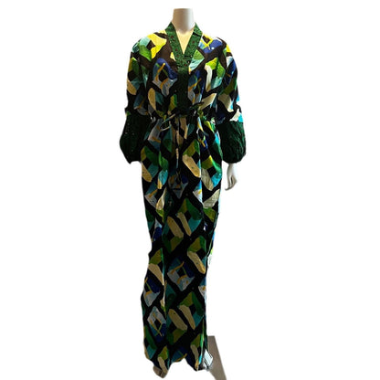 African Wax Print Ankara Tie Waist Sisi Eko Dress Afro American Outfits