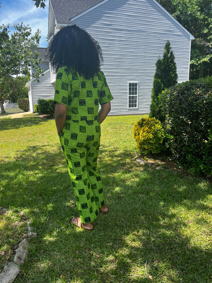 African Print Ankara Cropped Top  2p Pant Set