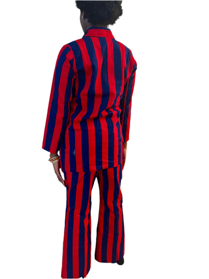 African Print Ankara  Wax Stripped Design 2p Pant Set