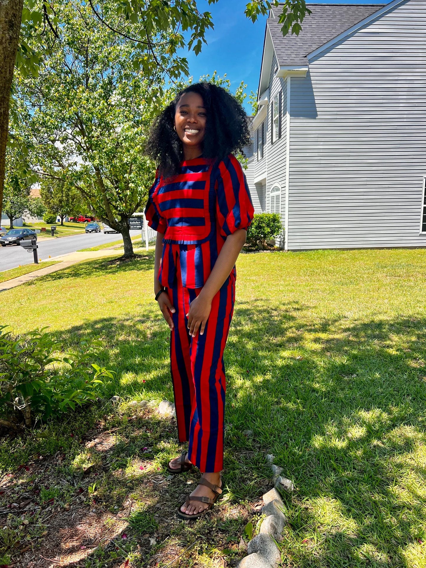 African Print Ankara  Wax Stripped Design 2p Pant Set