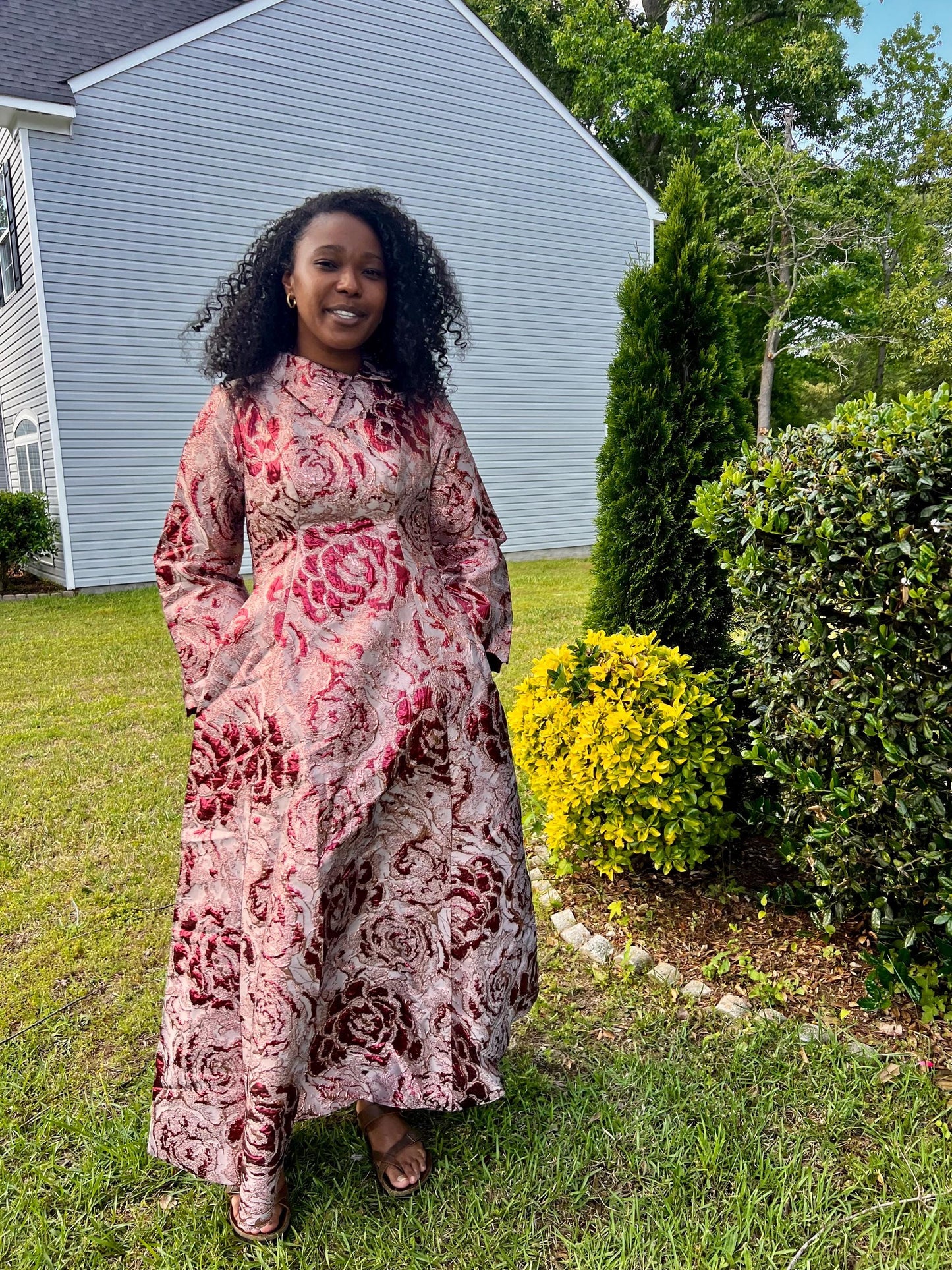 Luxury Damask Brocade  Fitted Dress