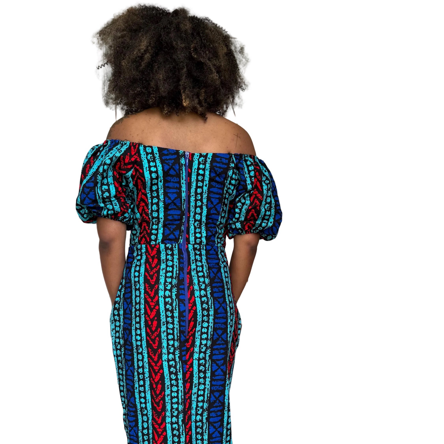 African Print Ankara Tie front/Off shoulder Fashion Dress Afro American Outfits