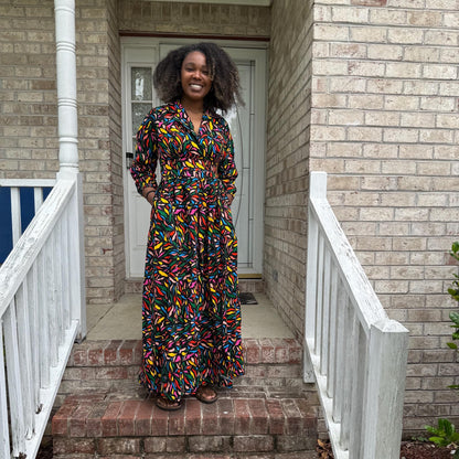 African Print Ankara Long Afro Lagos Dress Afro American Outfits