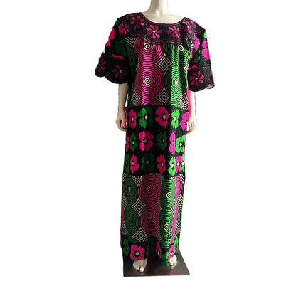 African Print Ankara Unique Embroidered Kaftan Dress