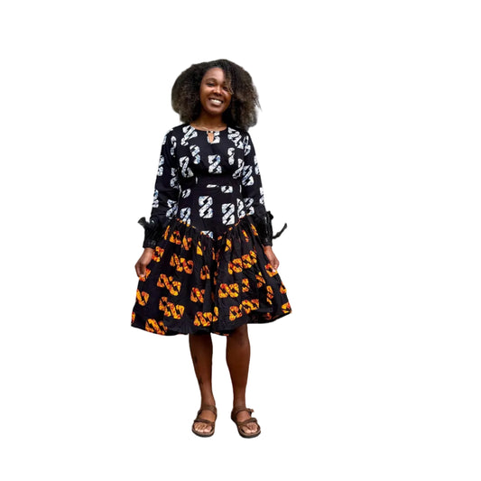 African Prints Ankara 2 Tones Afro Jemima Fit and Flare