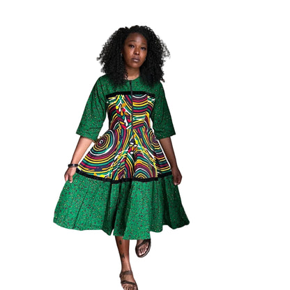 African Prints Ankara Afro Tallia Front Zip Flare Dress