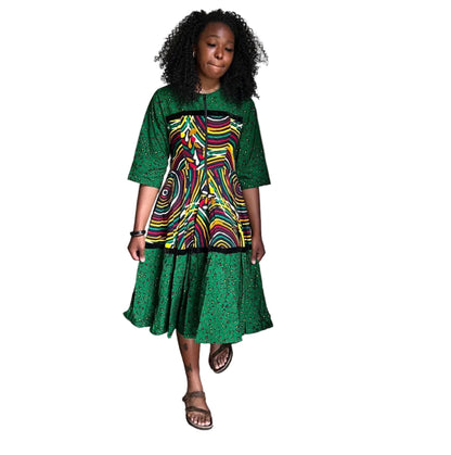 African Prints Ankara Afro Tallia Front Zip Flare Dress
