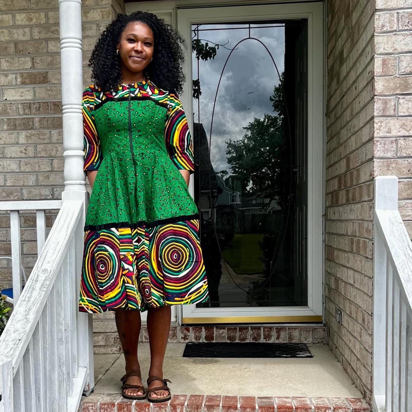 African Prints Ankara Afro Tallia Front Zip Flare Dress