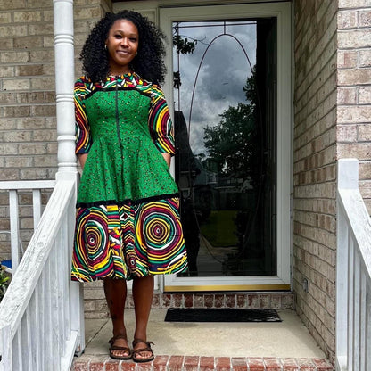 African Prints Ankara Afro Tallia Front Zip Flare Dress