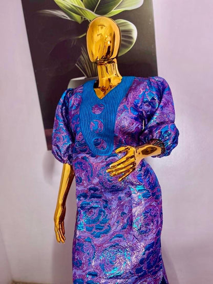African Unique Rich Aunty  Damask Brocade  Embroidered Kaftan Dress Afro American Outfits