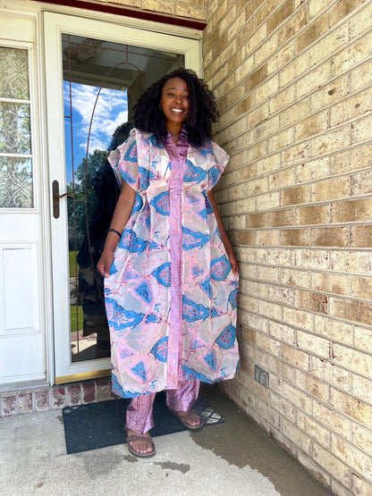 African Luxuy Jaquard Brocade Beaded 2p Pant Set