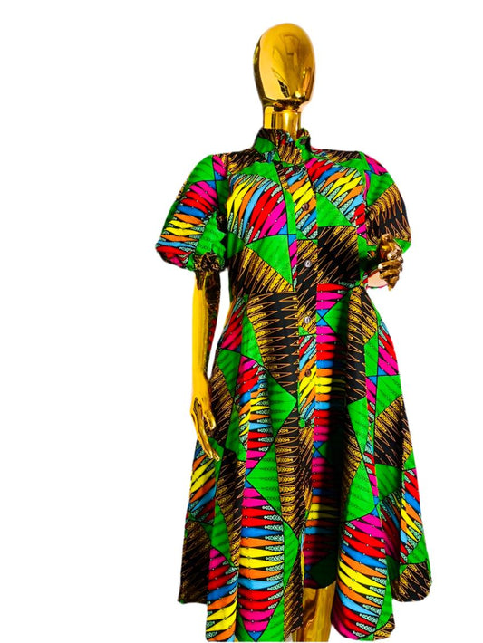 African Ankara Wax Print Sahara Everyday Dress