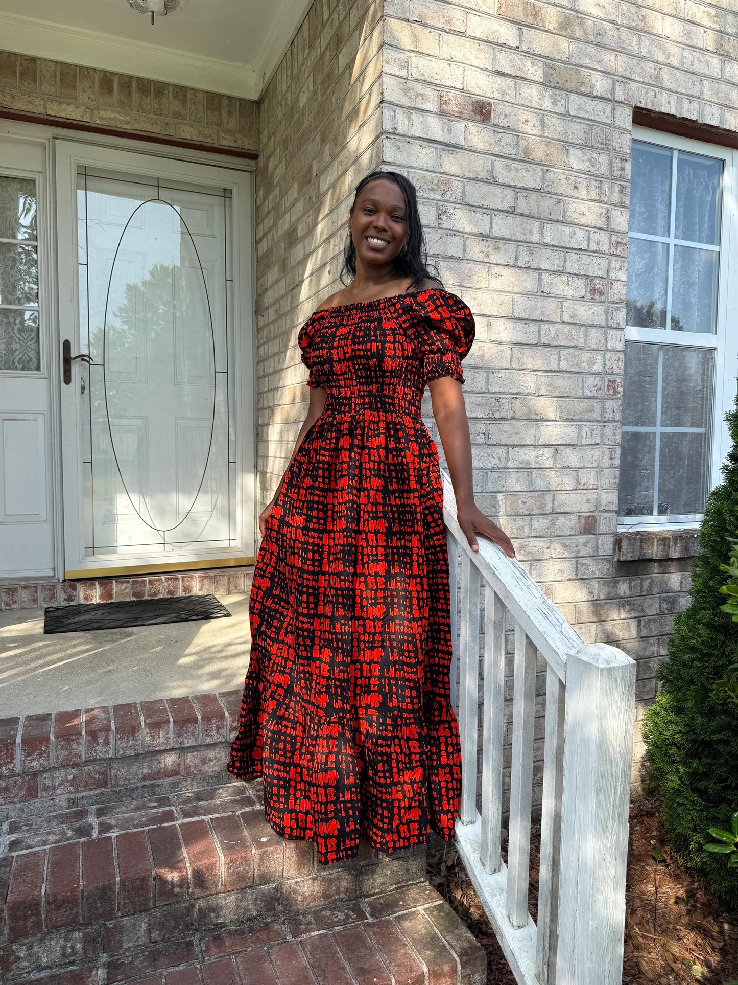 African  Ankara  Wax Print Smoked Upper Long Dress
