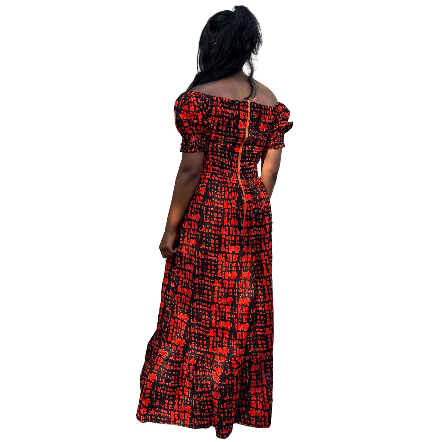 African  Ankara  Wax Print Smoked Upper Long Dress