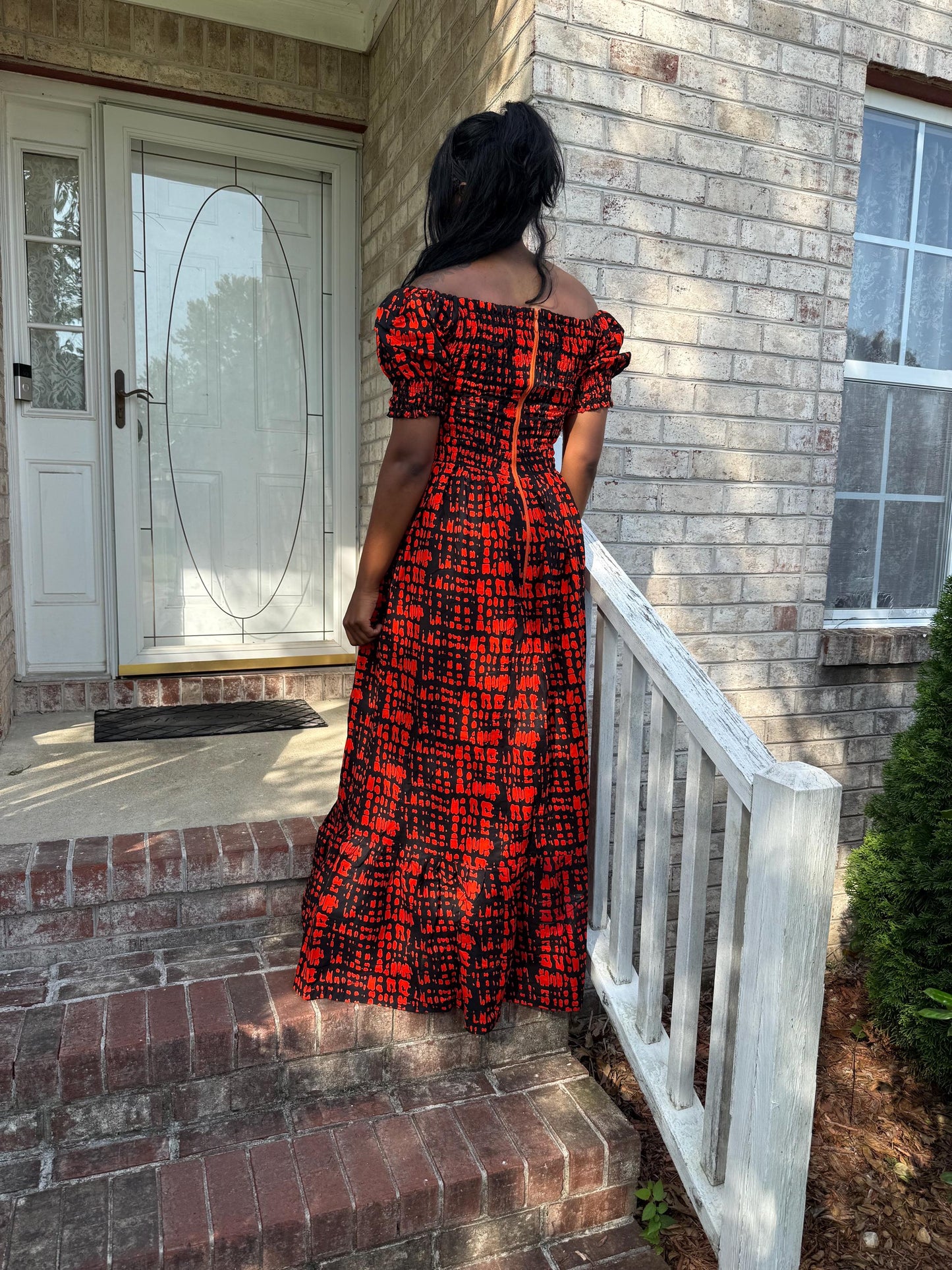 African  Ankara  Wax Print Smoked Upper Long Dress