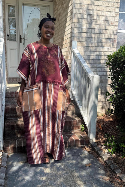 Unique African Traditional Woven  Aso-Oke/Kente  Bubu Maxi Dress