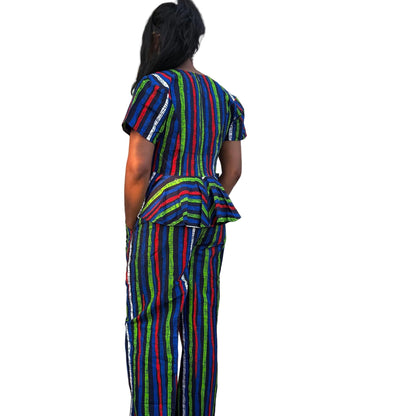 African Ankara Wax Print Women Capris 2p Pant Set Afro American Outfits
