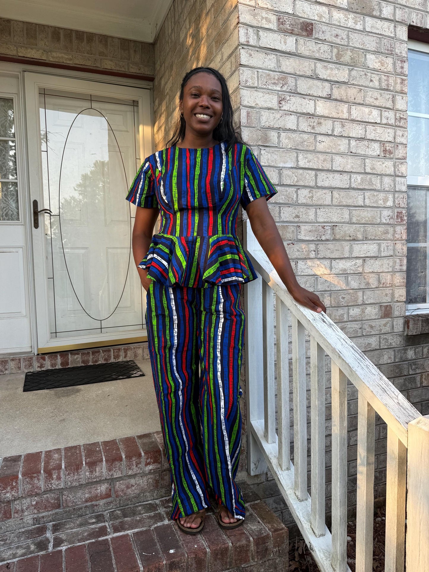 African Ankara Wax Print Women Capris 2p Pant Set Afro American Outfits