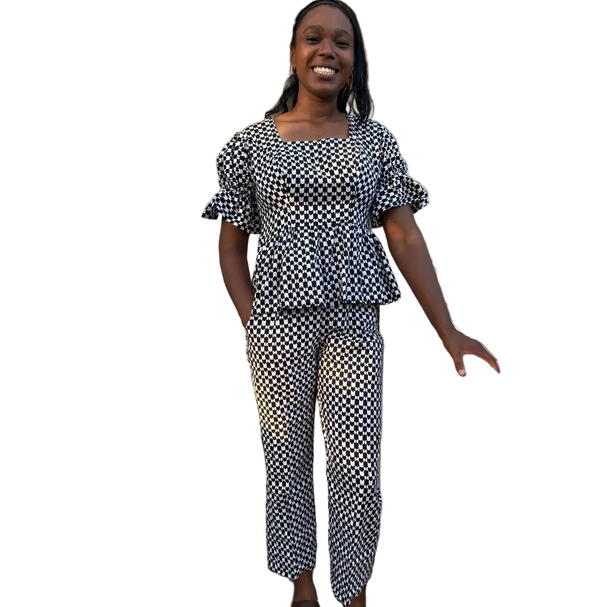 African Ankara Wax Print Women Capris 2p Pant Set Afro American Outfits