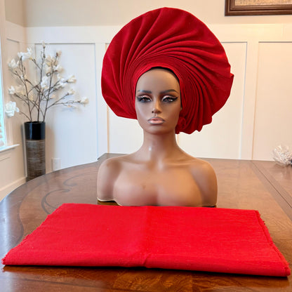 Auto Gele & Ipele 2p Set: Traditional Aso-Oke Bridal Headwear Afro American Outfits