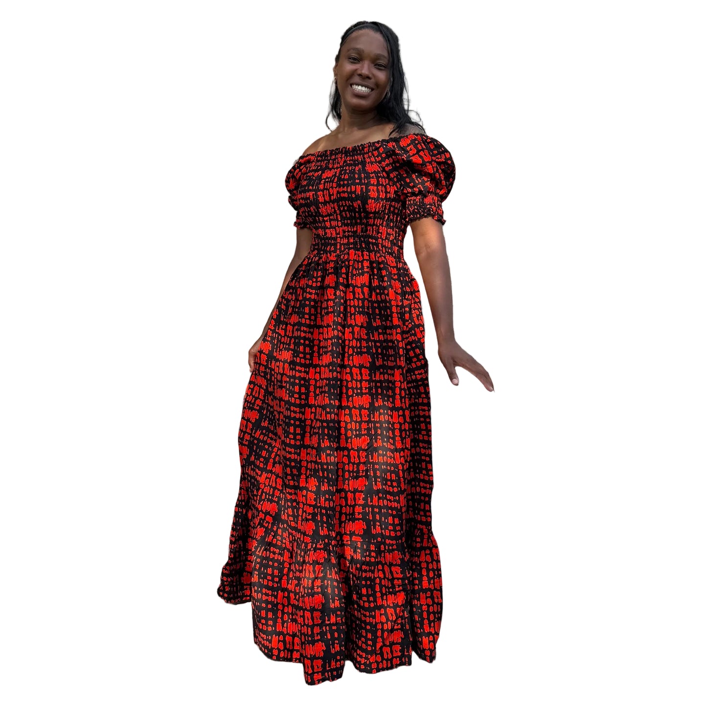 African  Ankara  Wax Print Smoked Upper Long Dress