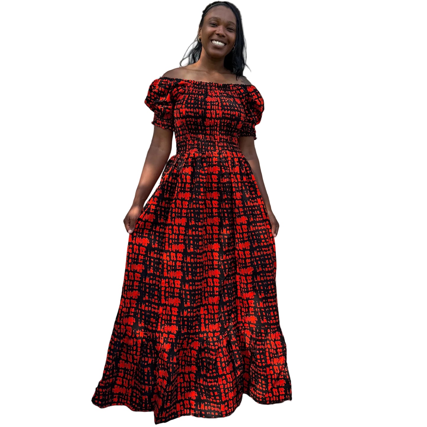 African  Ankara  Wax Print Smoked Upper Long Dress