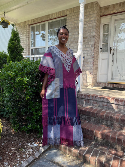 Unique African Traditional Woven  Aso-Oke/Kente  Bubu Maxi Dress