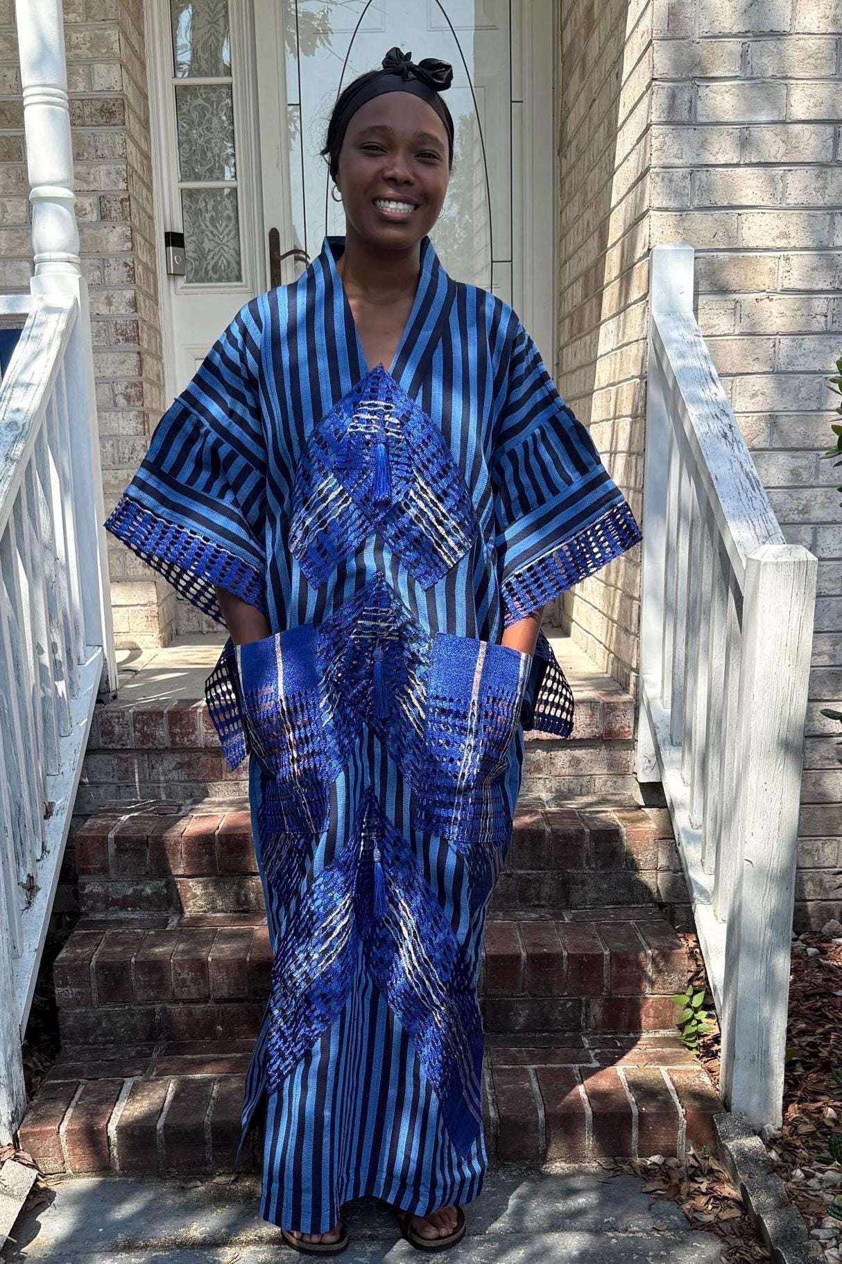 Unique African Traditional Woven  Aso-Oke/Kente  Bubu Maxi Dress