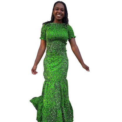 African Wax Print Ankara Smoked Top 2p Skirt and Blouse Afro American Outfits