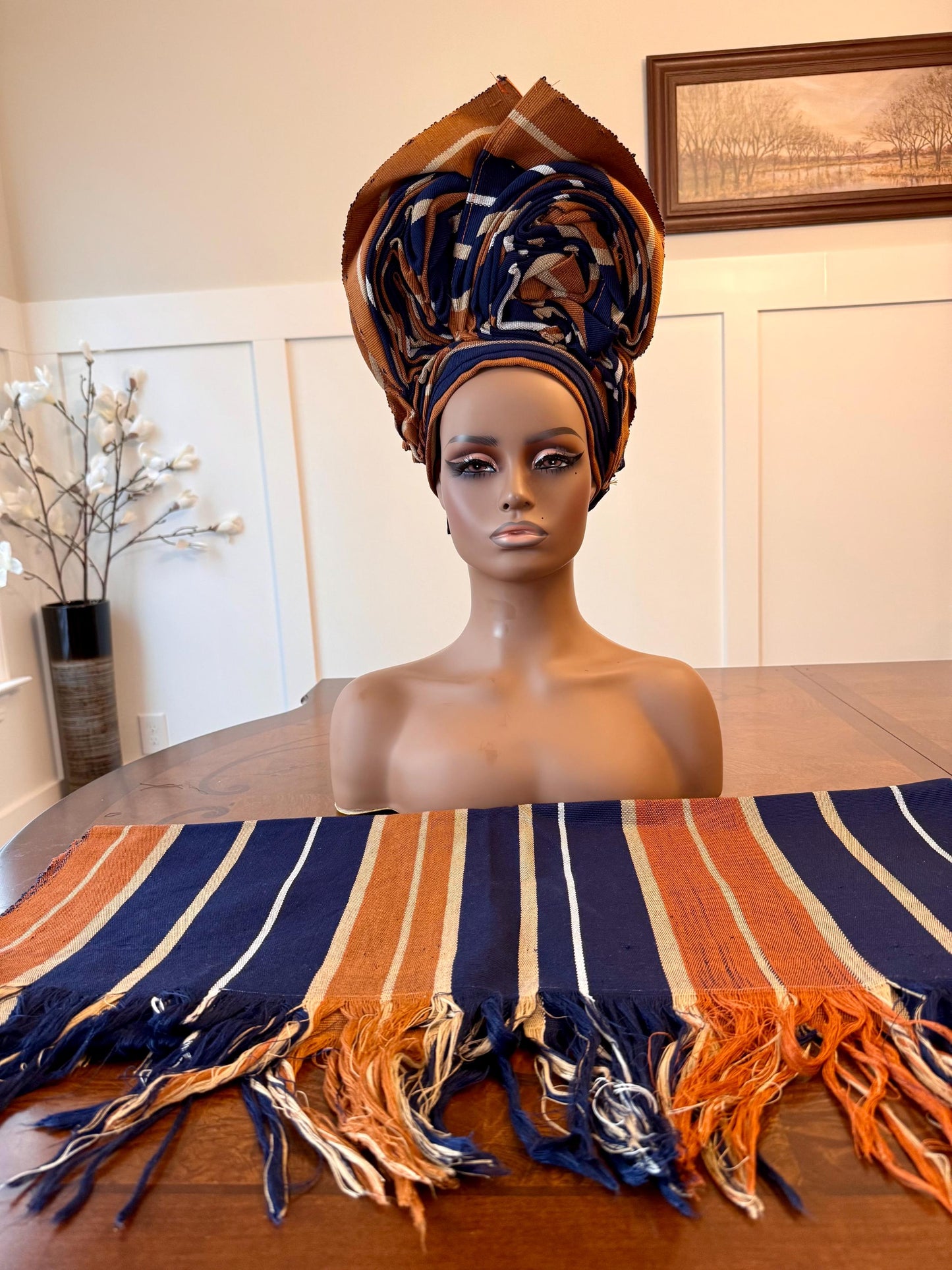Traditional African Bridal Headgear/Head Tie Aso-Oke/Kente Auto Gele 2p Set Gele and Ipele