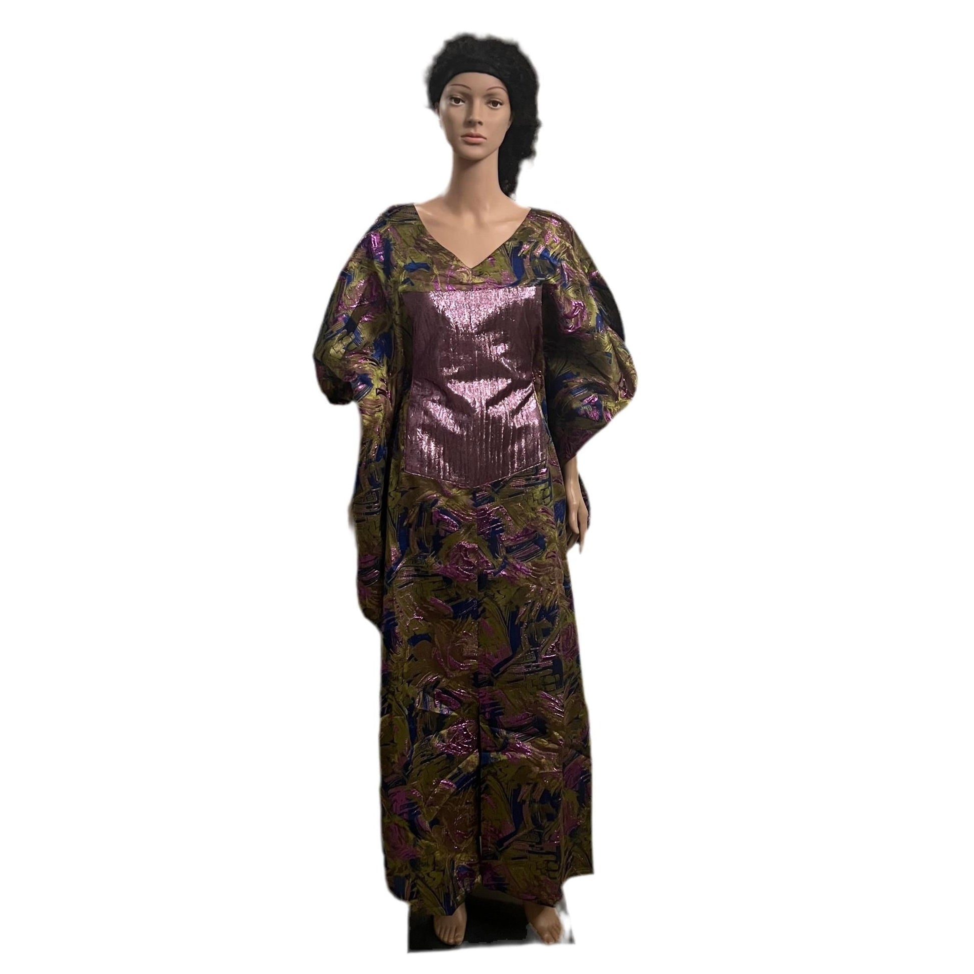 African Unique Damask Brocade Boubou/Maxi Dress Afro American Outfits