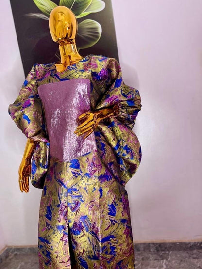 African Unique Damask Brocade Boubou/Maxi Dress Afro American Outfits