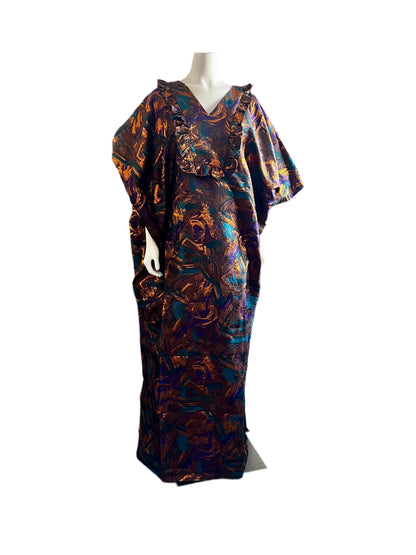 African Unique Damask Brocade Boubou/Maxi Dress Afro American Outfits