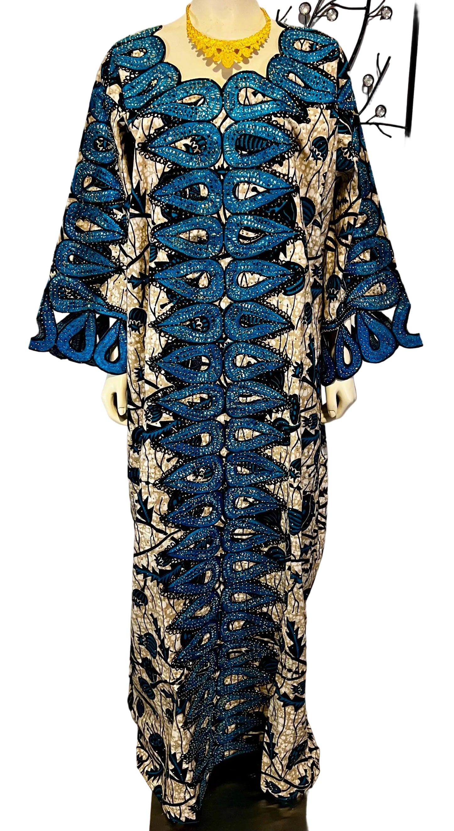 African Print Ankara Unique Embroidered Kaftan Dress