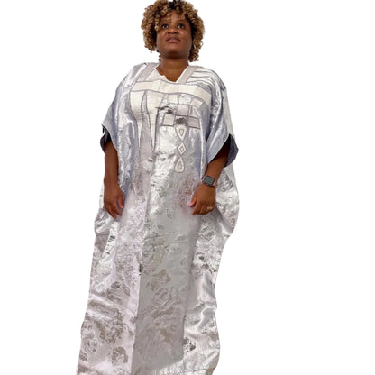 Embroidered Brocade Maxi Dress: African Bubu Boubou Gown