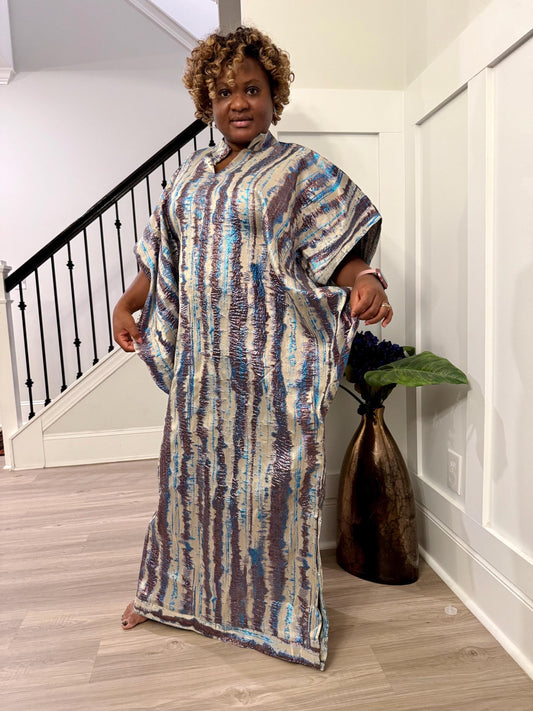Luxury European Damask Brocade Bubu Maxi Dress | Special Occasion,Weddings Afro American Outfits