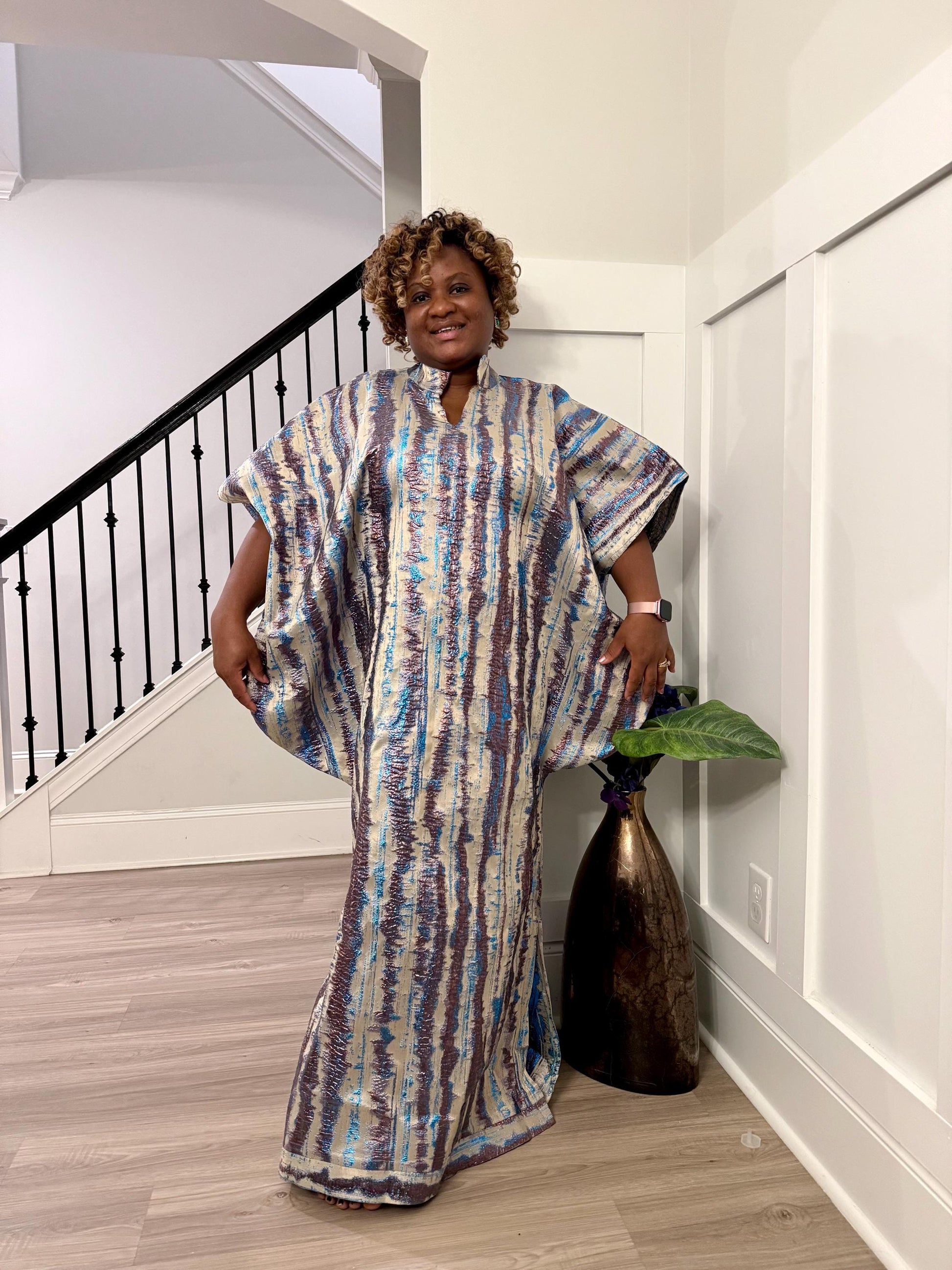Luxury European Damask Brocade Bubu Maxi Dress | Special Occasion,Weddings Afro American Outfits