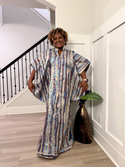 Luxury European Damask Brocade Bubu Maxi Dress | Special Occasion,Weddings Afro American Outfits