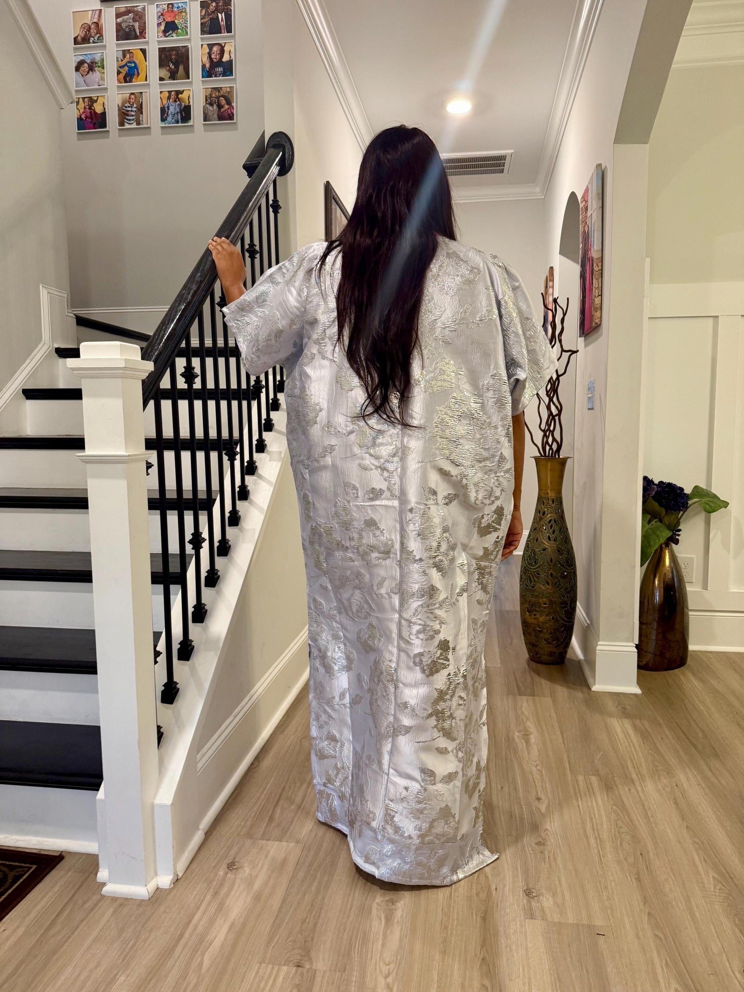 Embroidered Brocade Maxi Dress: African Bubu Boubou Gown