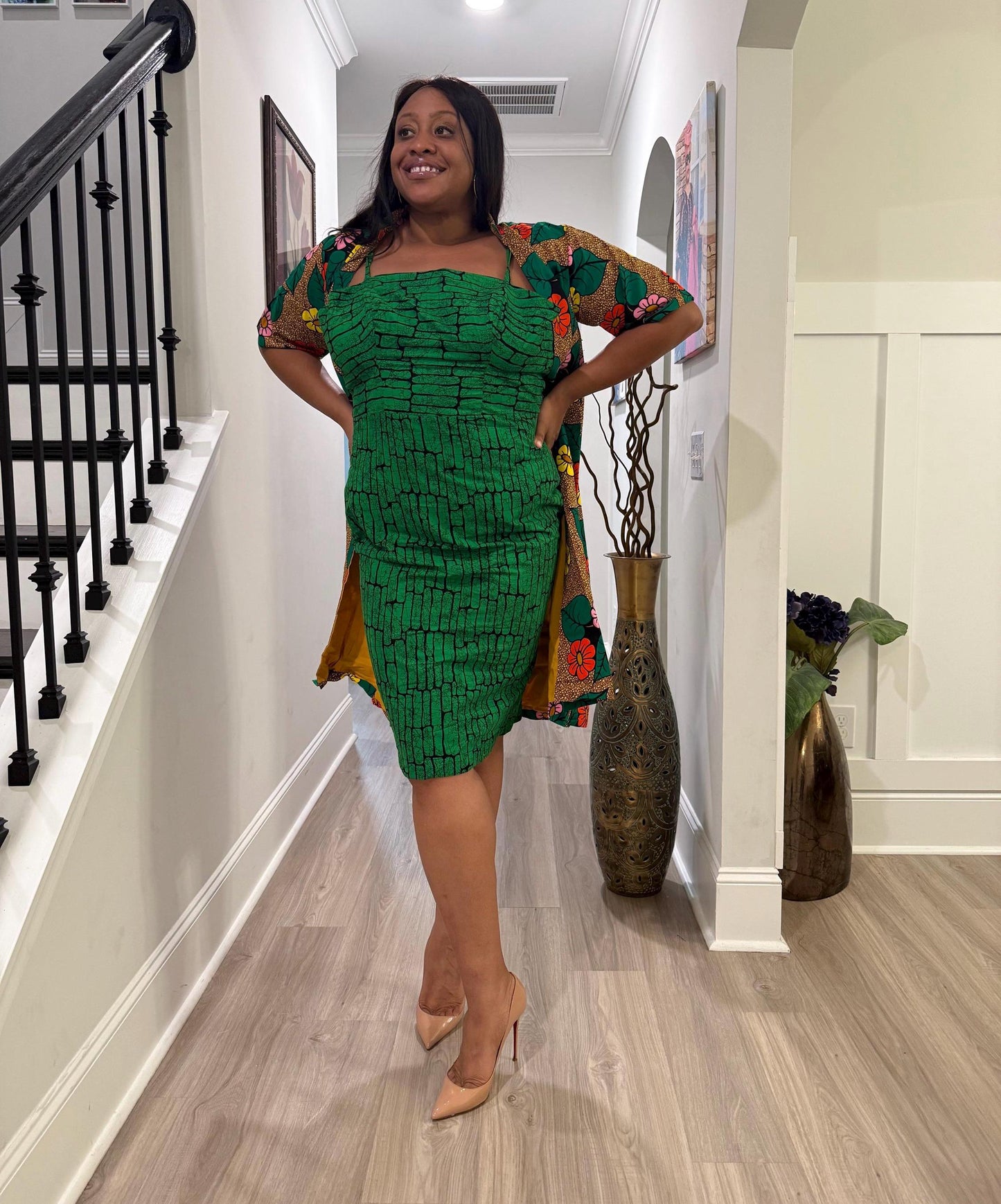 African Print Ankara  2p Afro Bithiah Jacket Dress  Set